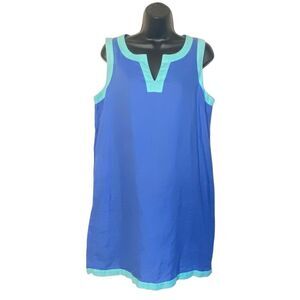 Sigrid Olsen 100% Linen Sky Blue Aqua Green Shift Mini Dress Sz M